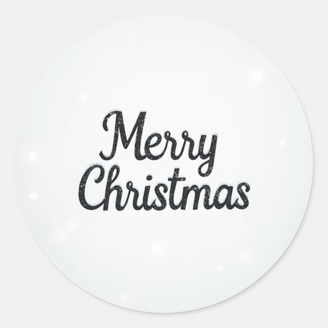 a snowy Merry Christmas Classic Round Sticker (Front)