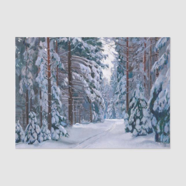 A Snowy Path in the Forest, Decoupage Tissue Paper (Front)