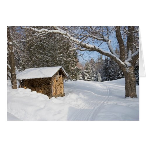 A snowy scene at the AMCs Little Lyford Pond