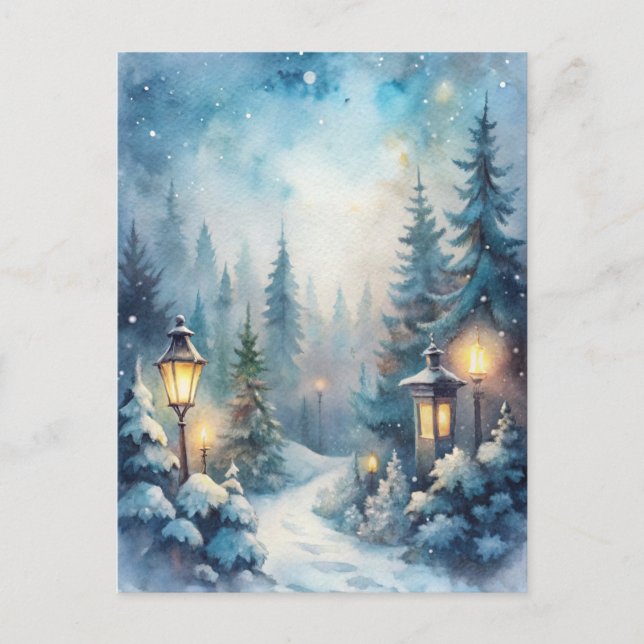 A Snowy Winter Scene Postcard (Front)