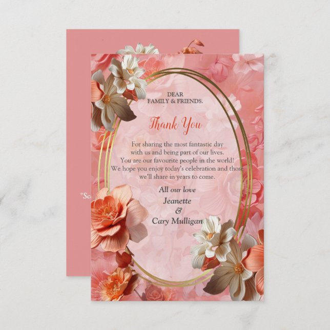 A soft 2024 colour of Peach Fuzz Flowers RSVP Card (Front/Back)