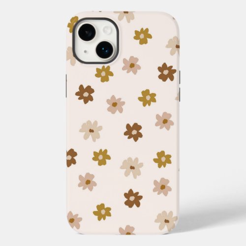 A soft beige with pink gold and brown flowers  Case_Mate iPhone 14 plus case