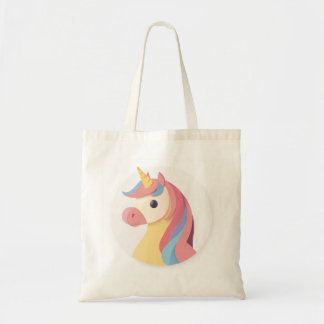 A Soft Color Unicorn Head Tote Bag