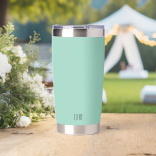 A soft mint muted solid color. insulated tumbler