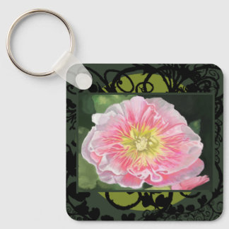 A Soft Pink and Crème Hollyhock_0165 Keychain
