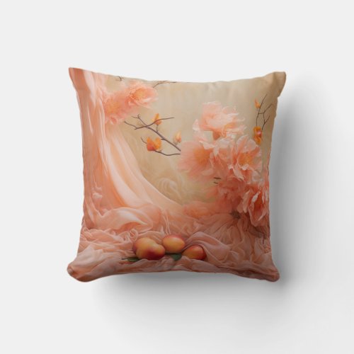 A soft pinkish_orange hue called Peach Fuzz Throw Throw Pillow