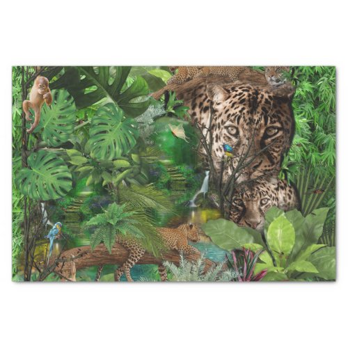A soft tan color repeat pattern of many leopards   tissue paper