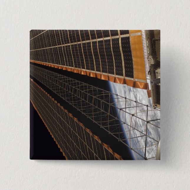 A solar array wing pinback button (Front)