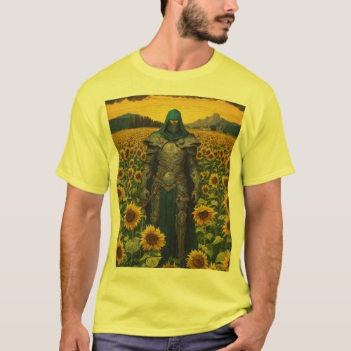 A soldier among beautiful sunflowers T_Shirt