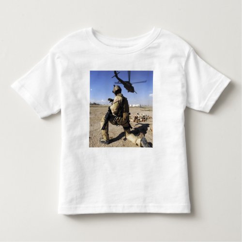 A soldier conducts security for an HH_60 Toddler T_shirt