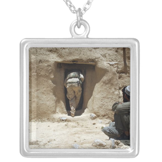 A soldier from the National Guard Silver Plated Necklace (Front)