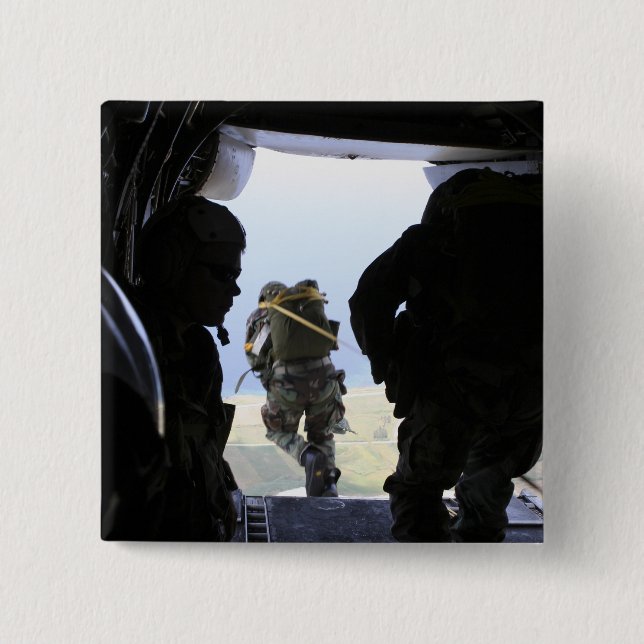 A Soldier performs a static-line jump Pinback Button (Front)