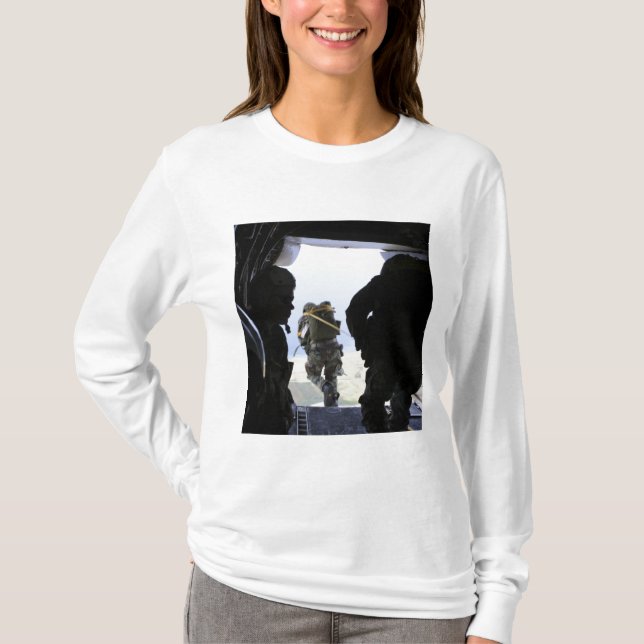 A Soldier performs a static-line jump T-Shirt (Front)