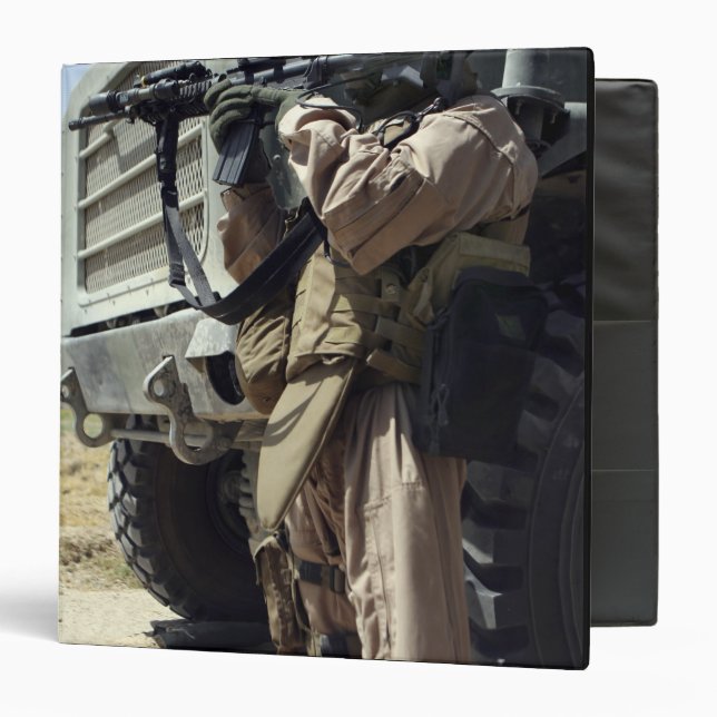 A soldier provides security for Marines 3 Ring Binder (Front/Inside)