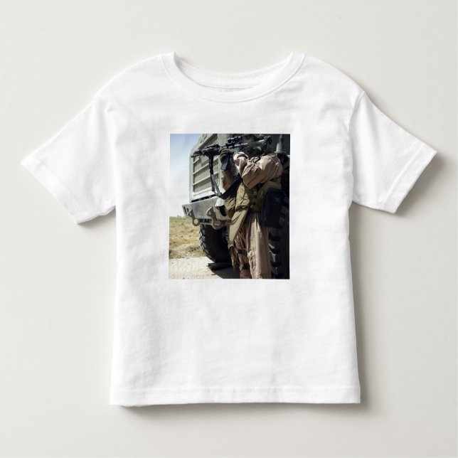 A soldier provides security for Marines Toddler T-shirt (Front)