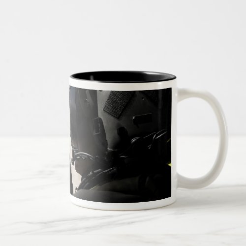 A soldier provides security Two_Tone coffee mug