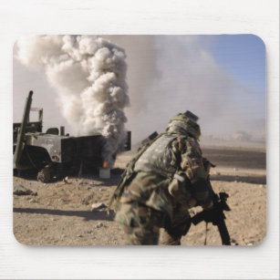 A Soldier reacts to a controlled explos Mouse Pad