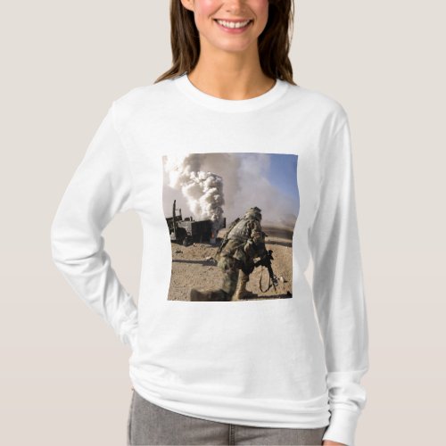 A Soldier reacts to a controlled explos T_Shirt
