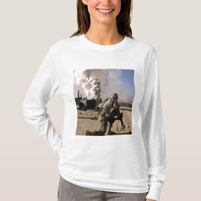 A Soldier reacts to a controlled explos T-Shirt (Front)