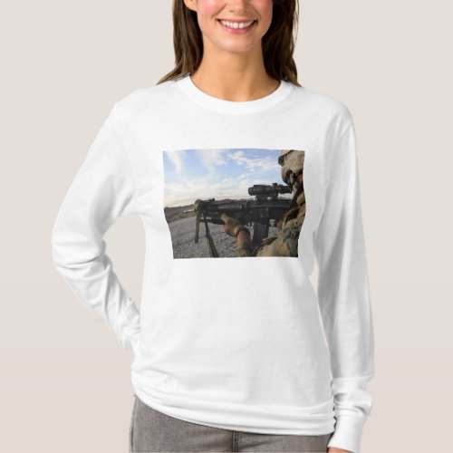 A soldier sights in to fire on a target T_Shirt