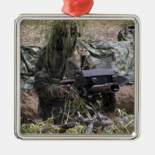 A soldier with MK-19 grenade launcher Metal Ornament