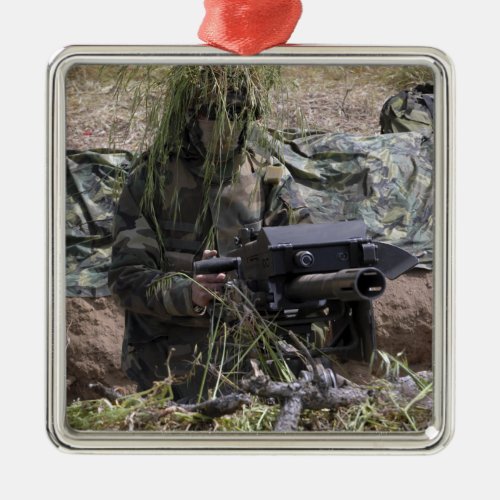 A soldier with MK_19 grenade launcher Metal Ornament