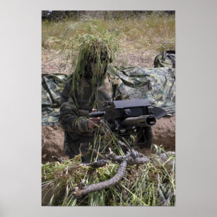 A soldier with MK-19 grenade launcher Poster