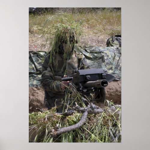 A soldier with MK_19 grenade launcher Poster