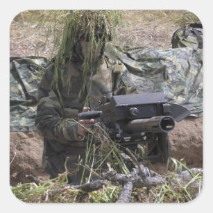 A soldier with MK-19 grenade launcher Square Sticker