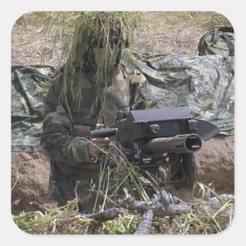 A soldier with MK_19 grenade launcher Square Sticker