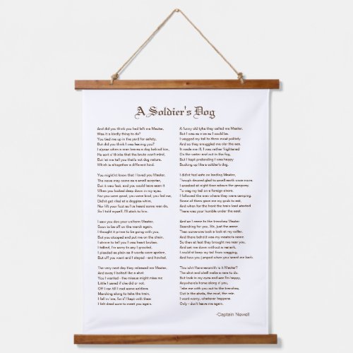 A Soldiers Dog World War 1 Poem Hanging Tapestry