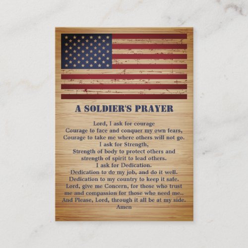 A Soldiers Prayer American Flag Military  Business Card