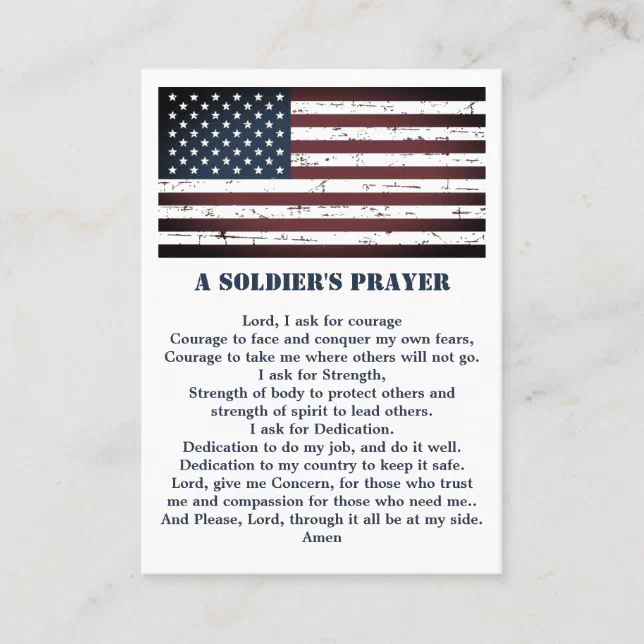 A Soldier's Prayer Military American Flag Business Card | Zazzle