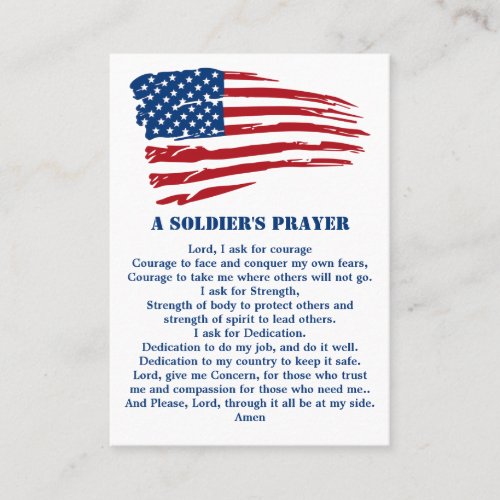A Soldiers Prayer Military American Flag Patriotic Business Card