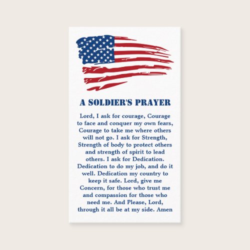 A Soldiers Prayer Military Patriotic American Flag Business Card
