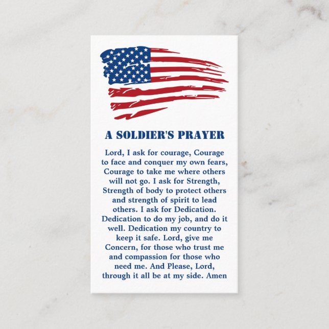 A Soldiers Prayer Military Patriotic American Flag Business Card (Front)
