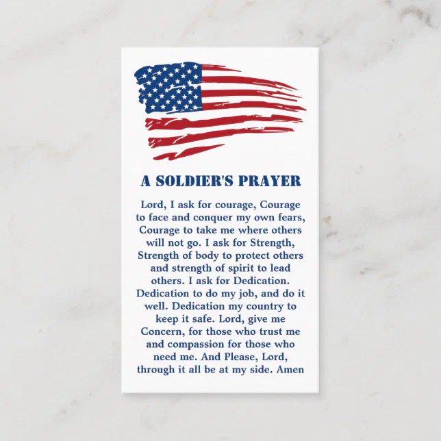 A Soldiers Prayer Military Patriotic American Flag Business Card | Zazzle