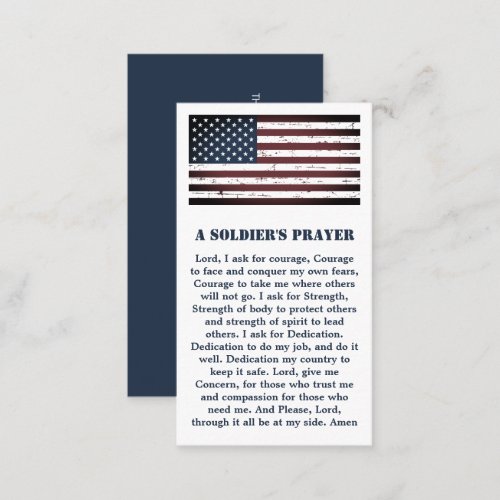 A Soldiers Prayer Military USA American Flag Busi Business Card