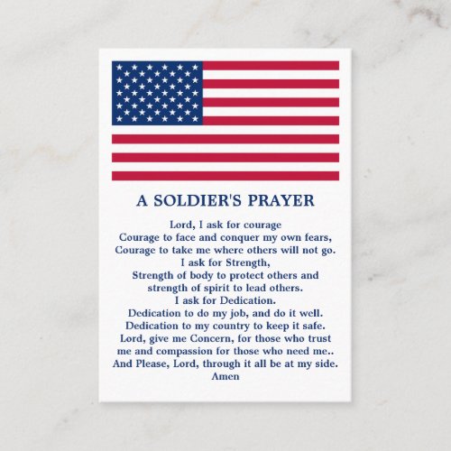 A Soldiers Prayer USA American Flag Military Business Card