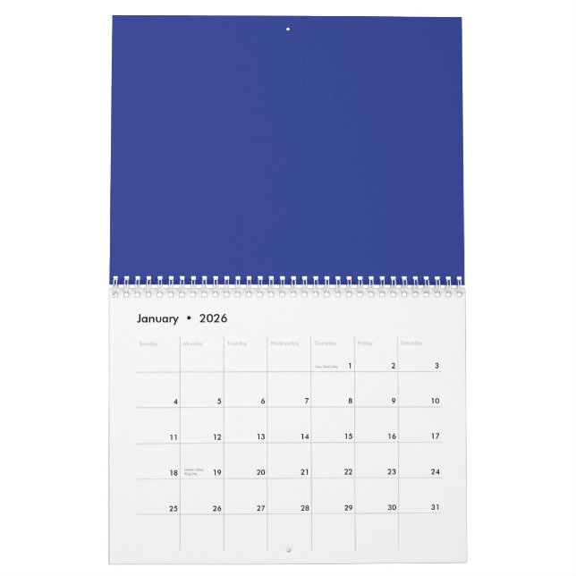 A solid blue background with no other visible elem calendar (Jan 2026)