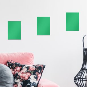 A solid green square positioned on a white backdro wall art sets