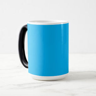 A solid light blue texture fills the entire frame color morph mug