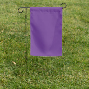 A solid purple background with a white square cent garden flag