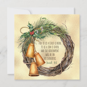 A SON GIVEN Christmas Scripture Wreath Elegant Hol Holiday Card