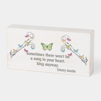 A Song In Your Heart, Butterflies and Music Wooden Box Sign