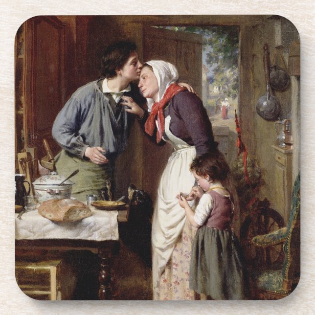 A Son's Devotion, 1868 (oil on canvas) Coaster (Front)
