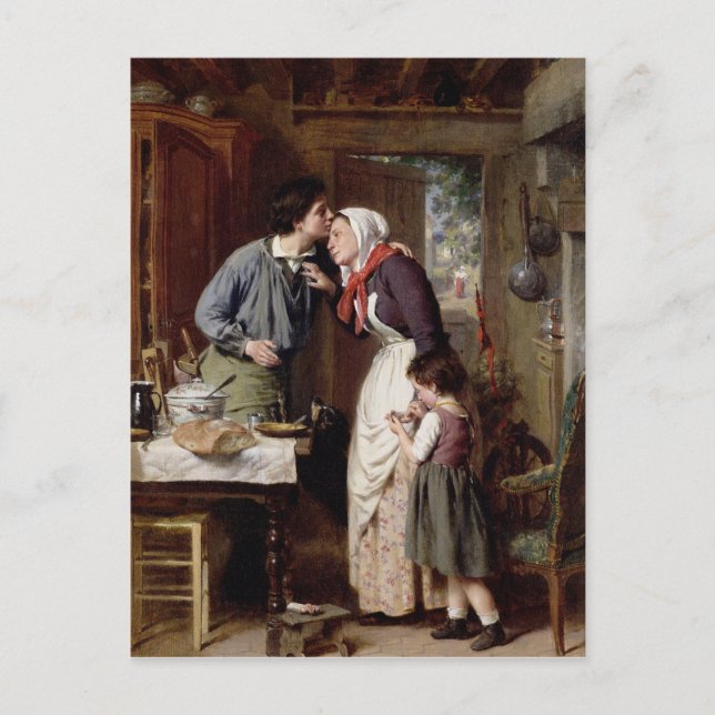 A Son's Devotion, 1868 (oil on canvas) Postcard (Front)