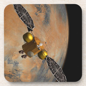 A Spacecraft Orbiting Mars. Beverage Coaster