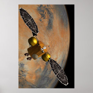 A Spacecraft Orbiting Mars. Poster