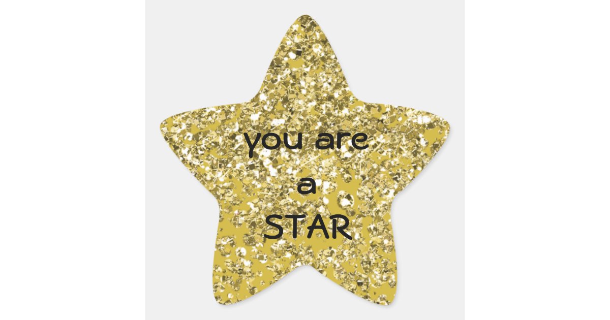 Stylish Glitter Gold Star Sticker, Zazzle